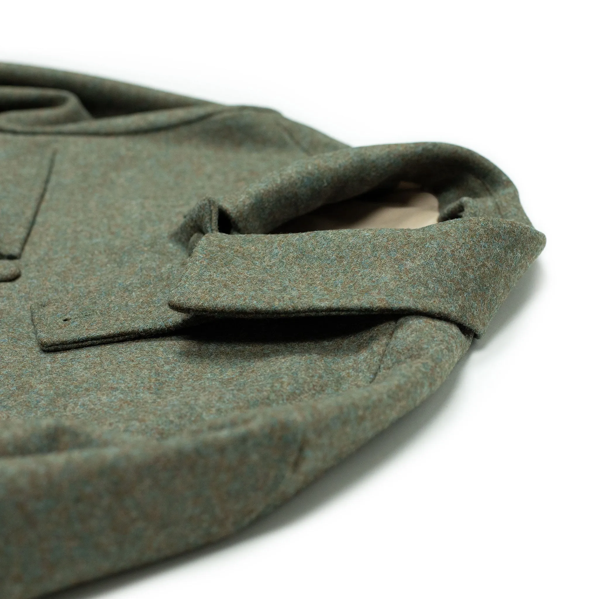 CPO jacket in sea moss green English melton wool (10th anniversary capsule)