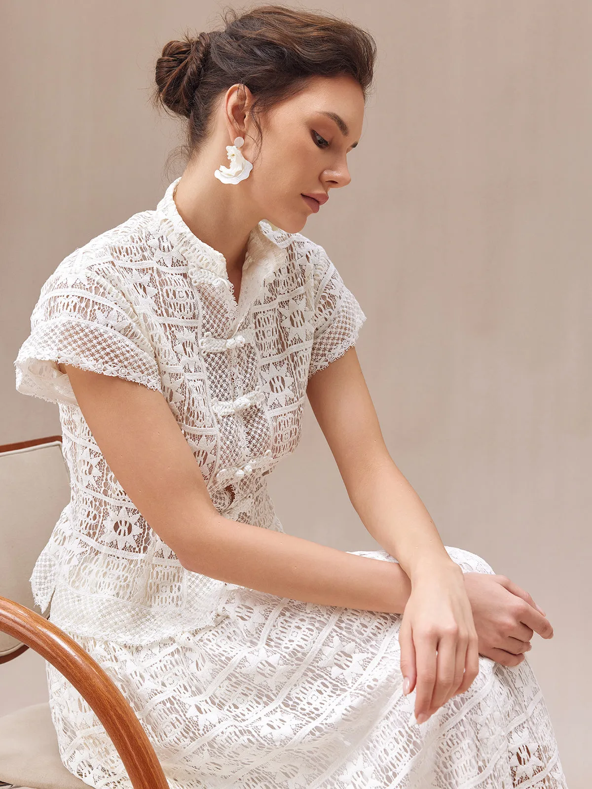 Craftsmanship Delicate Buttoned Lace Shirt