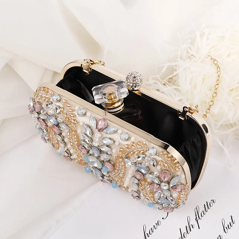 Crystal Clutch Bag for Wedding Party Luxury Rhinestone Clutch Purse and Handbag Banquet Chain Shoulder Bag