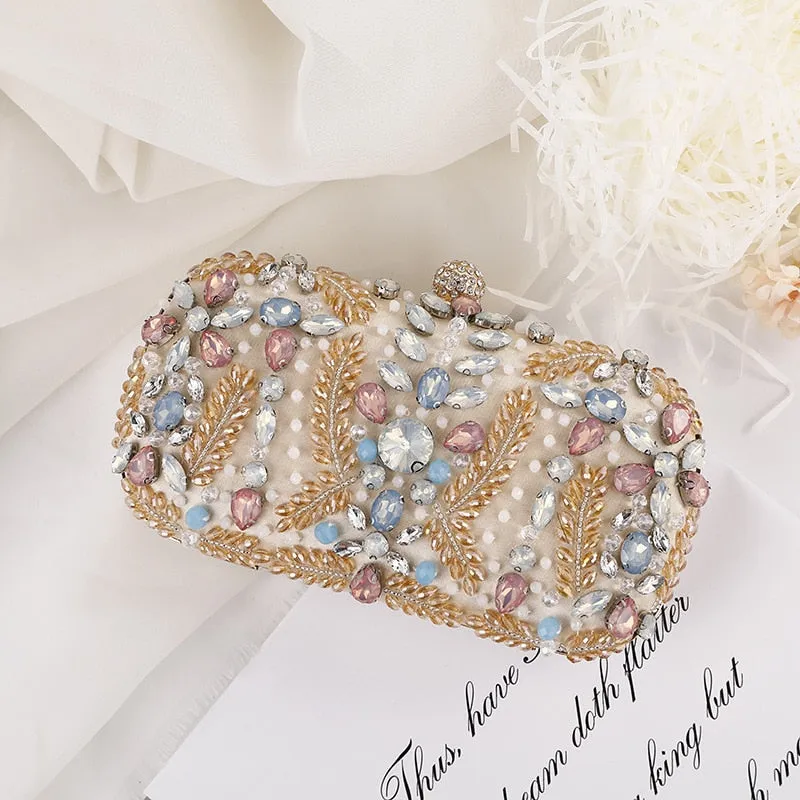 Crystal Clutch Bag for Wedding Party Luxury Rhinestone Clutch Purse and Handbag Banquet Chain Shoulder Bag