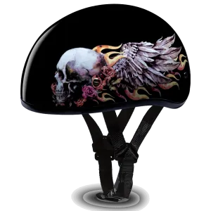 D6-SKW D.O.T. Daytona Skull Cap Helmet - with Skull Wings