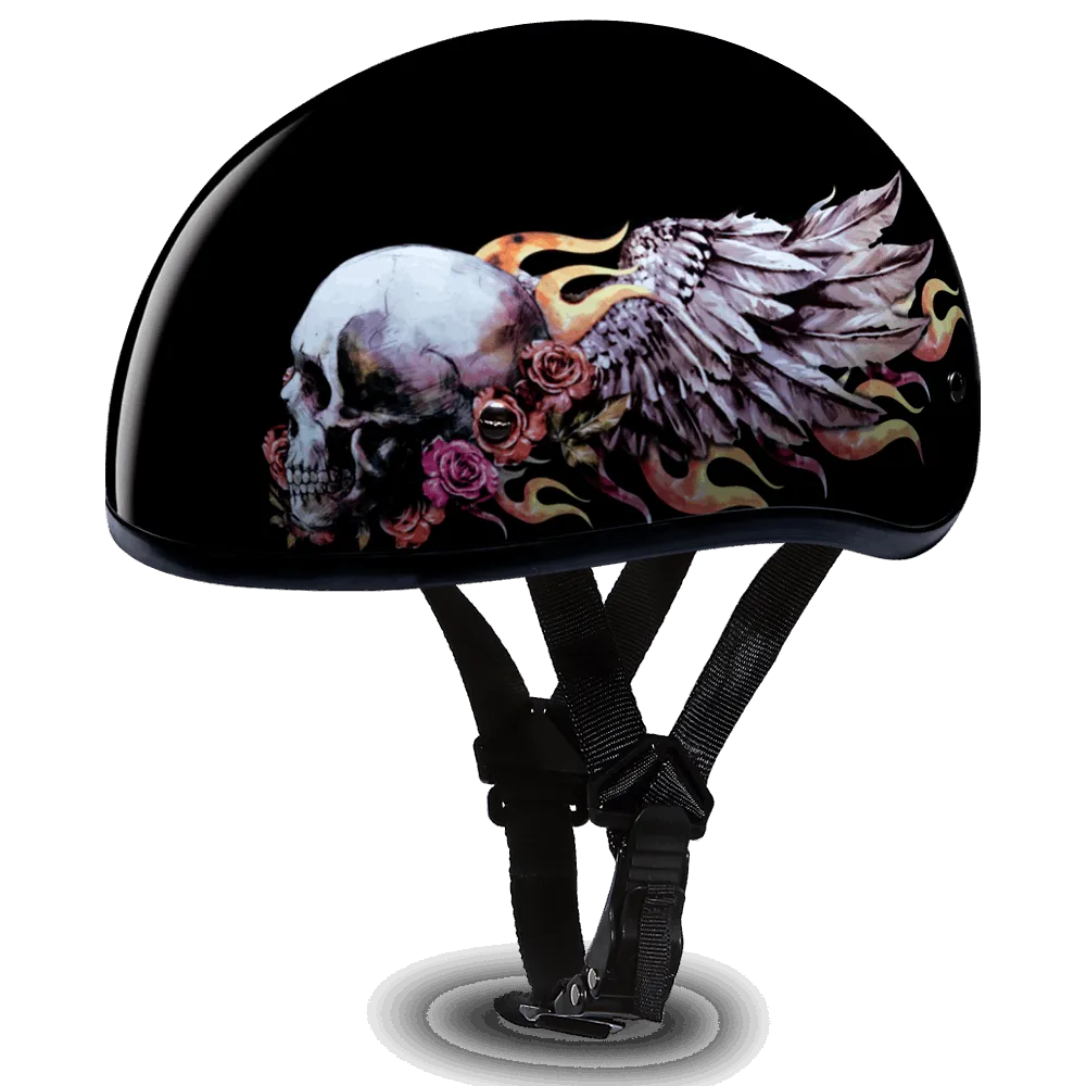 D6-SKW D.O.T. Daytona Skull Cap Helmet - with Skull Wings