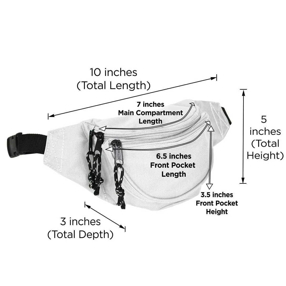 Dalix Small Fanny Pack Waist Pouch Travel Belt (24"-31")