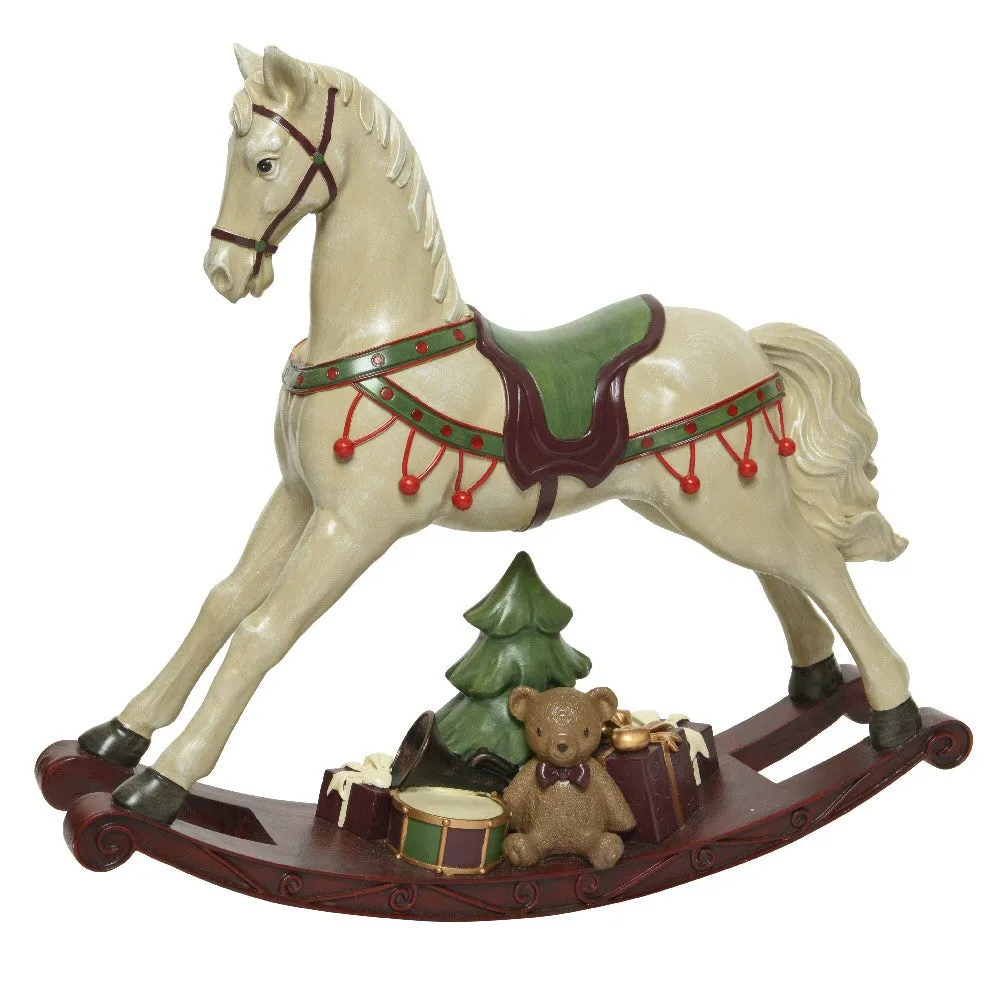 Decoris 55.5cm White Antique Rocking Horse Ornament