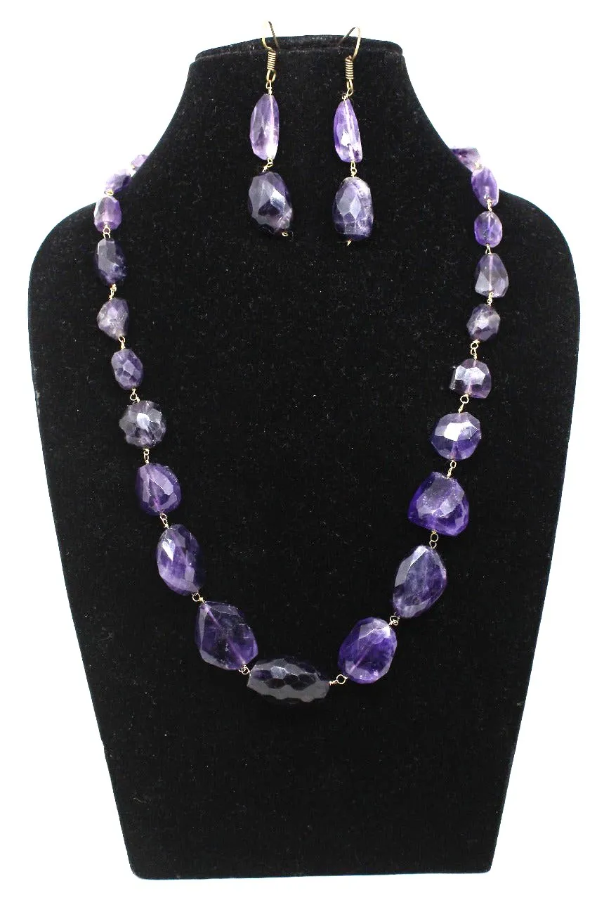 Designer Amethyst  beaded Necklace Set