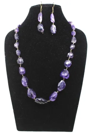 Designer Amethyst  beaded Necklace Set