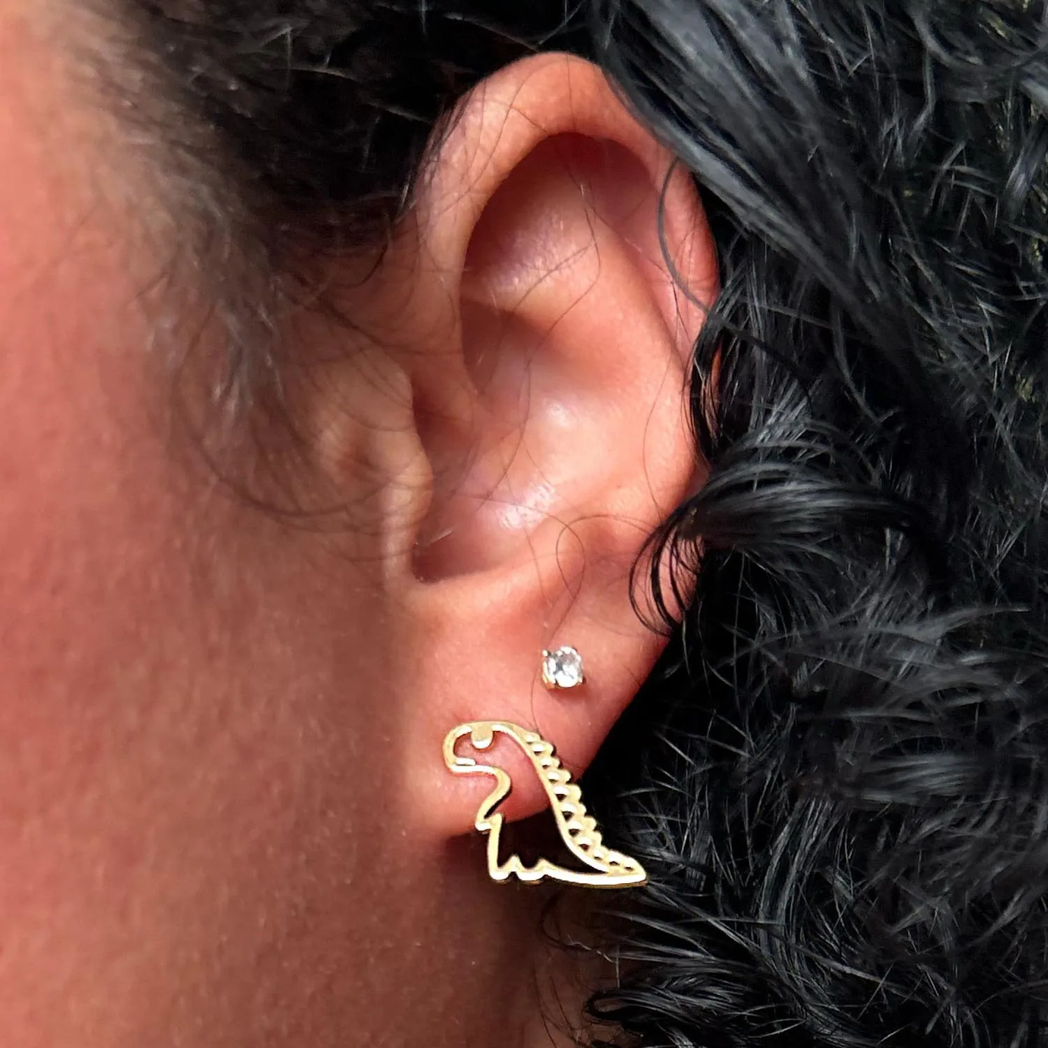 Dinosaur Stud Earrings - Gold