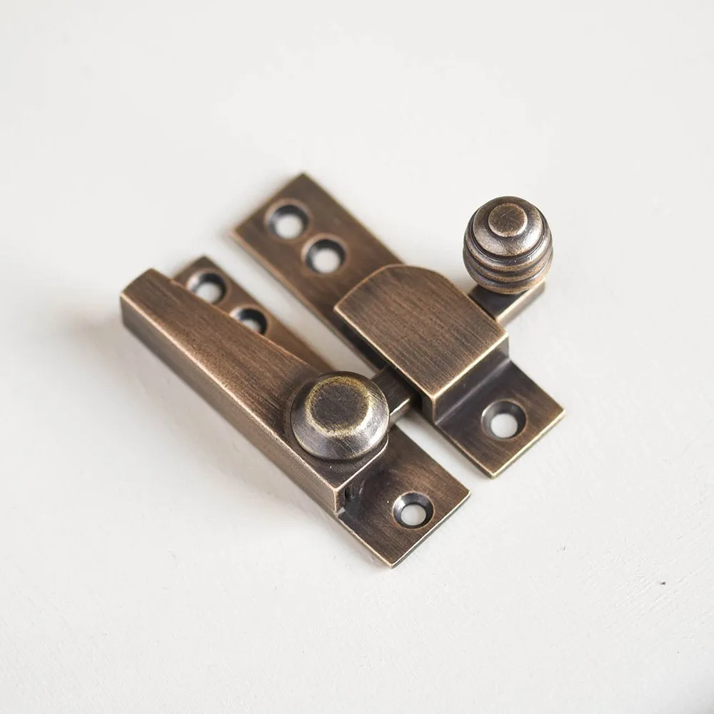 Distressed Antique Brass Beehive Sash Window Fastener