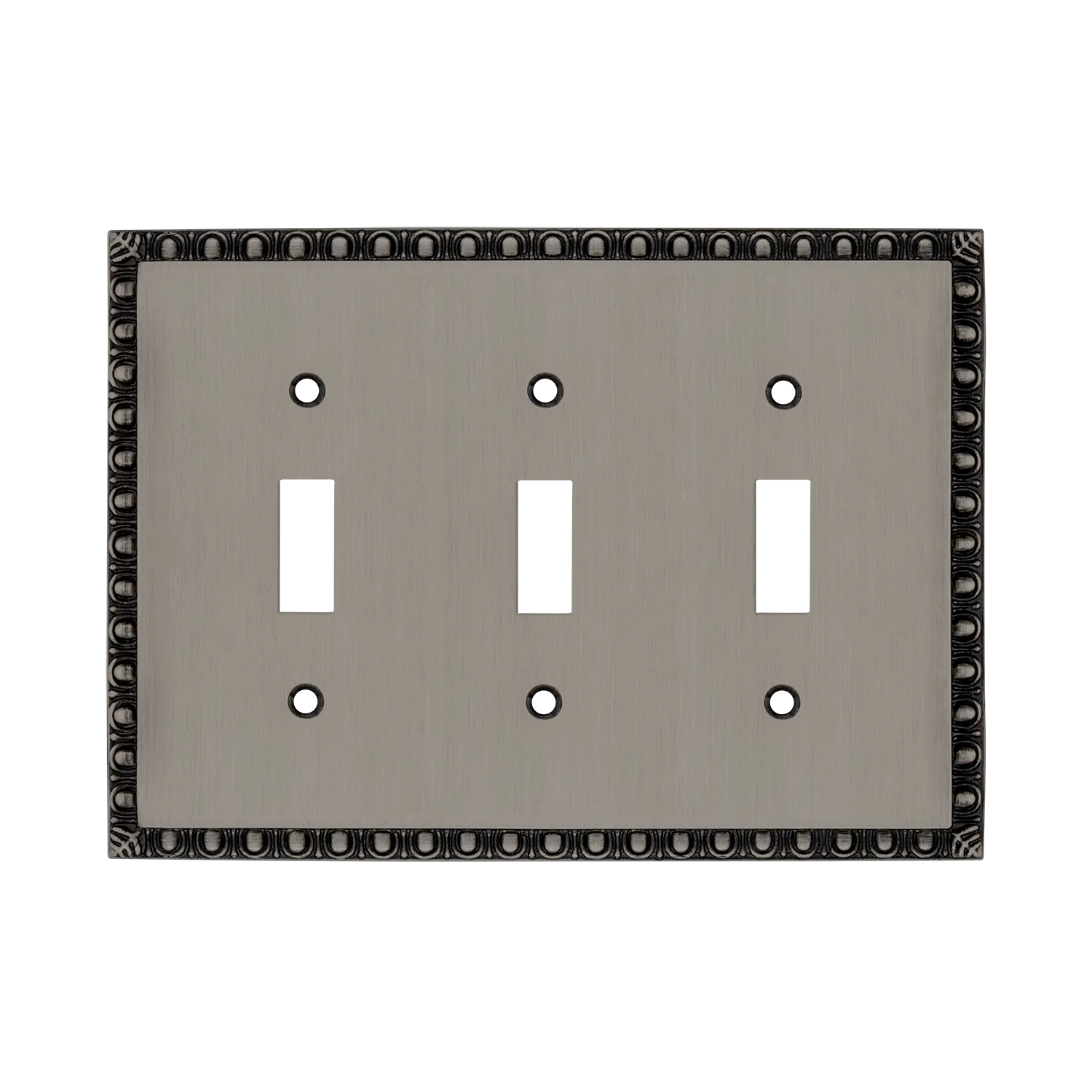 Egg & Dart Switch Plate with Triple Toggle in Antique Pewter