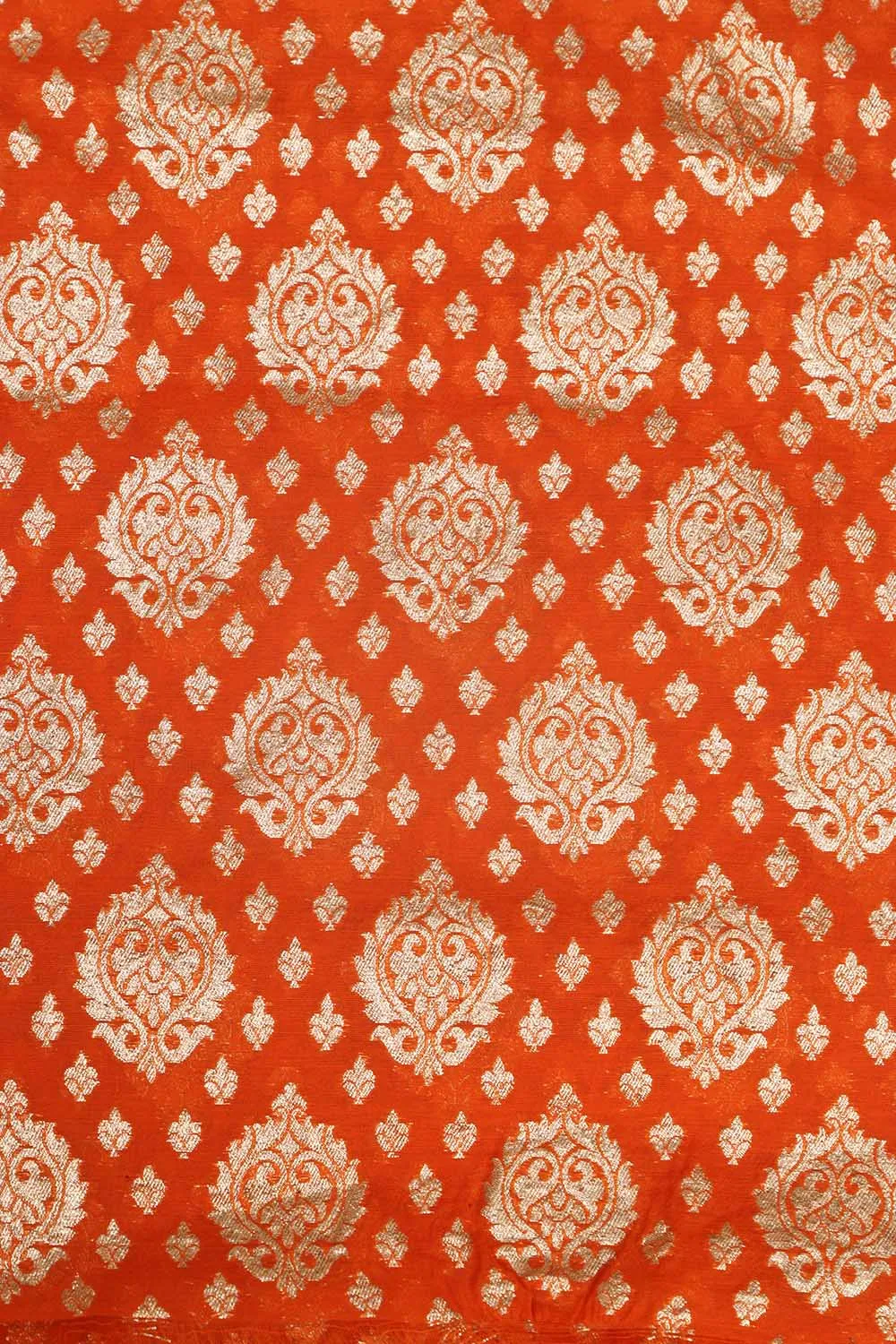 Elegant Orange Banarasi Chanderi Silk Suit With Dyeable Banarasi Handloom Tissue Silk Dupatta