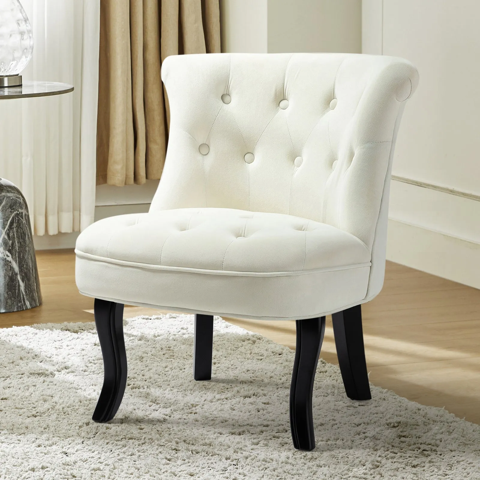 Elegantly Curved Jonnie Tufted Vanity Stool