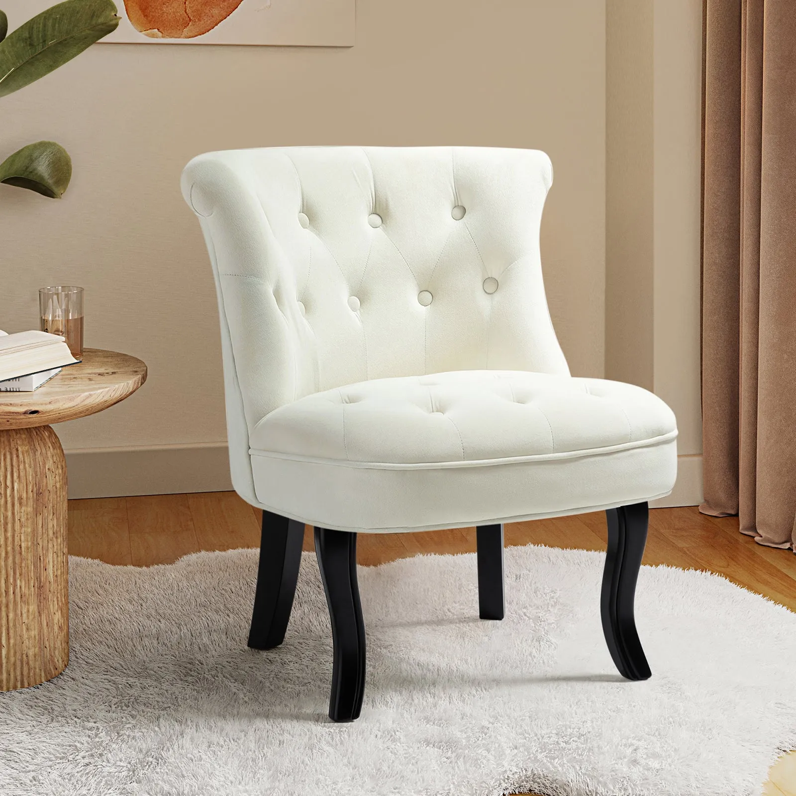 Elegantly Curved Jonnie Tufted Vanity Stool