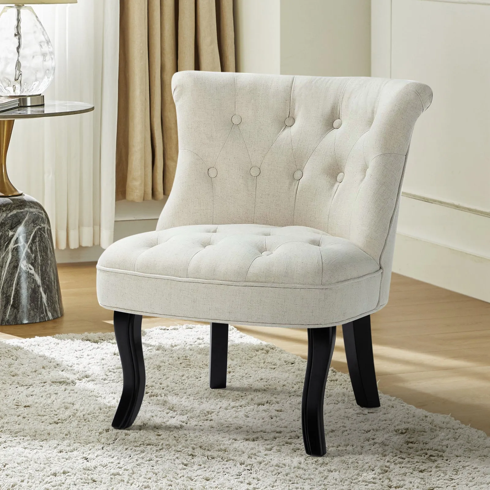 Elegantly Curved Jonnie Tufted Vanity Stool