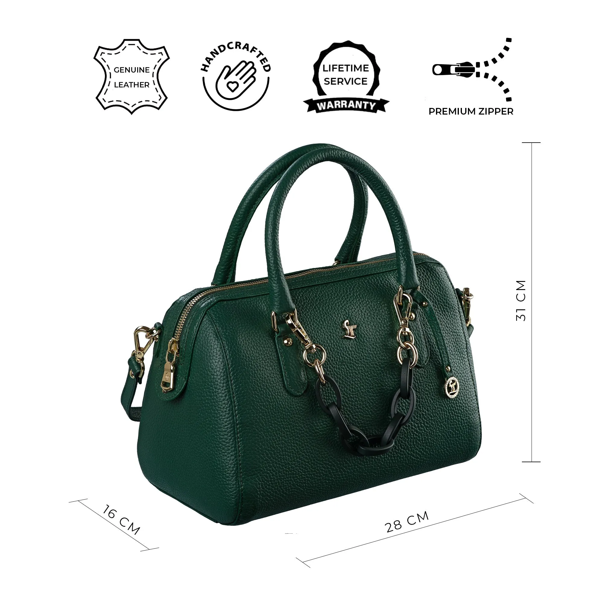 Enna Sling Purse for Women | Floater Leather Handbag For Women | 100% Genuine Leather | Color: Deep Green,Black, Tan, Sky Blue