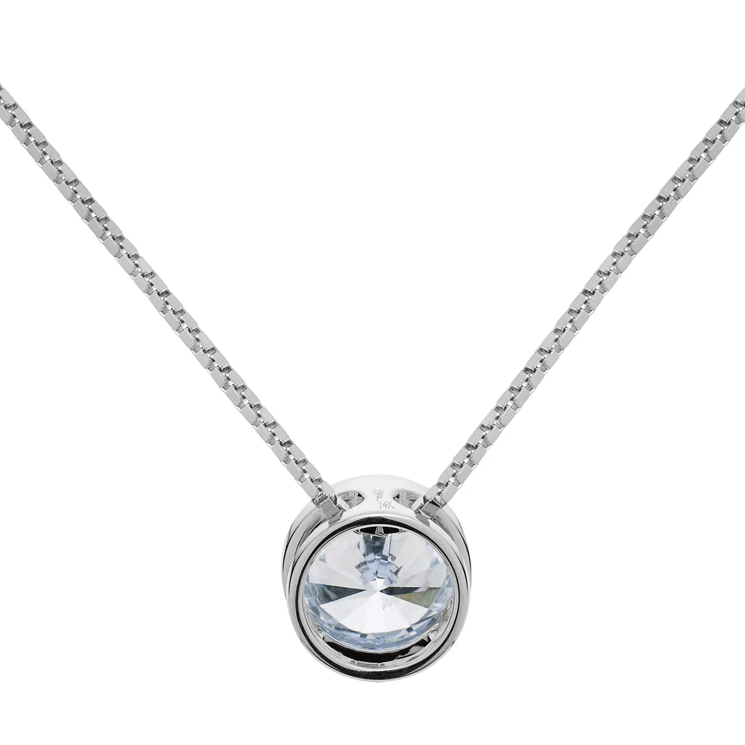 Everyday Elegance 14K Solid Gold Pendant Necklace | Bezel Set Round Cut Cubic Zirconia Solitaire | 1.5 Carat | 16 or 18 Inch Box Link Chain | With Gift Box