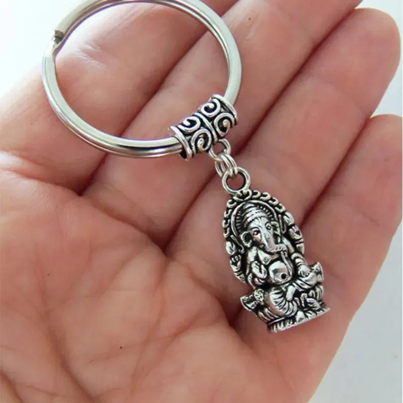 Fashion Ganesha Keychain Sacred Elephant Buddha Key Ring