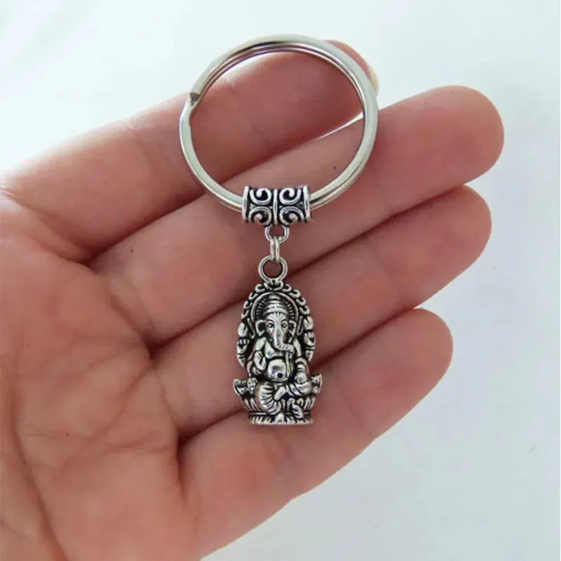 Fashion Ganesha Keychain Sacred Elephant Buddha Key Ring