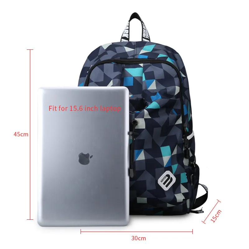 Fashion Student College Backpack With USB Charging