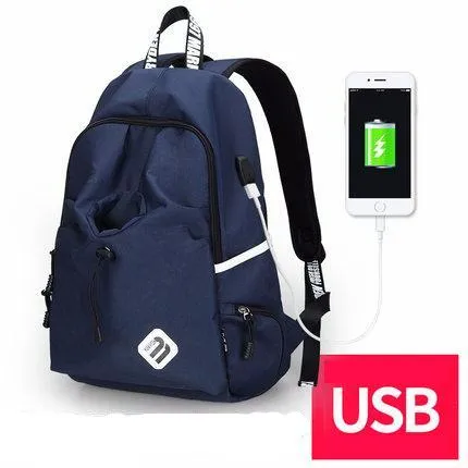 Fashion Student College Backpack With USB Charging