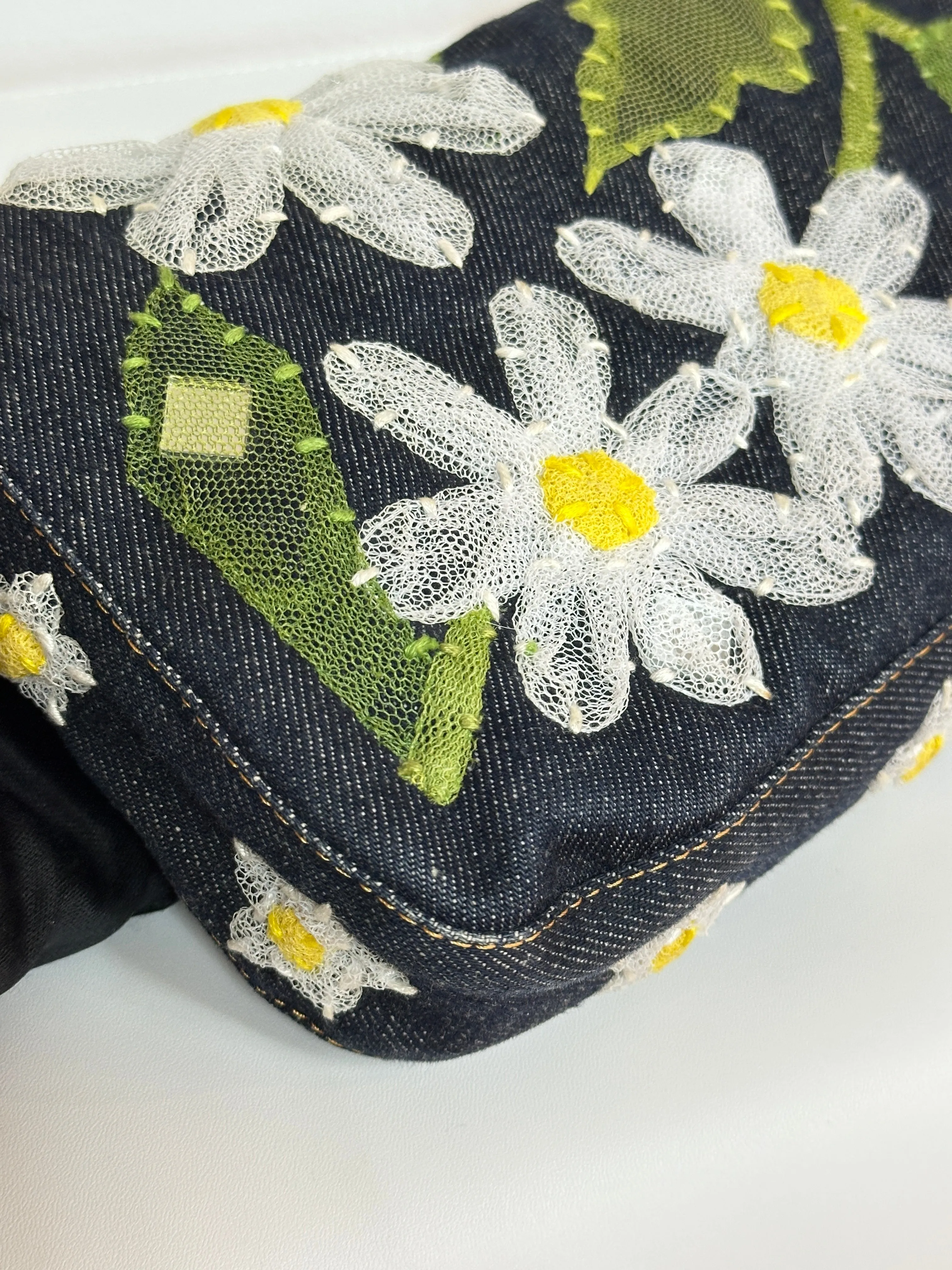 Fendi Baguette Bag Embellished Denim