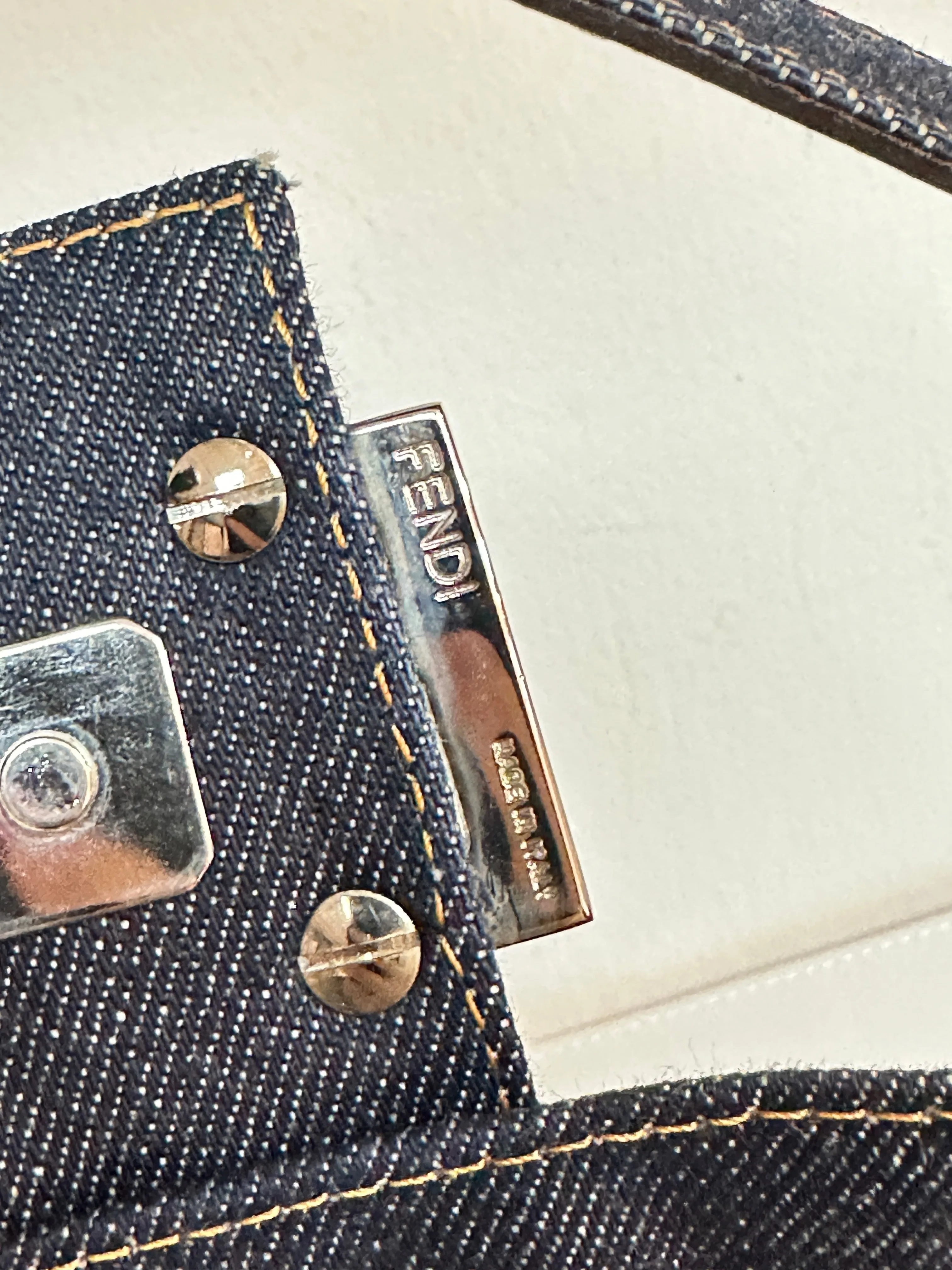 Fendi Baguette Bag Embellished Denim