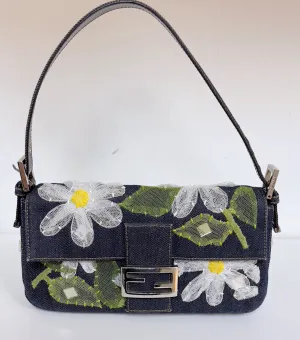 Fendi Baguette Bag Embellished Denim