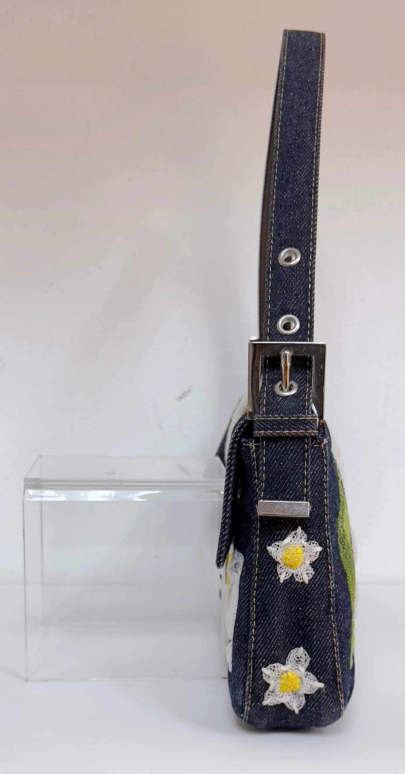 Fendi Baguette Bag Embellished Denim