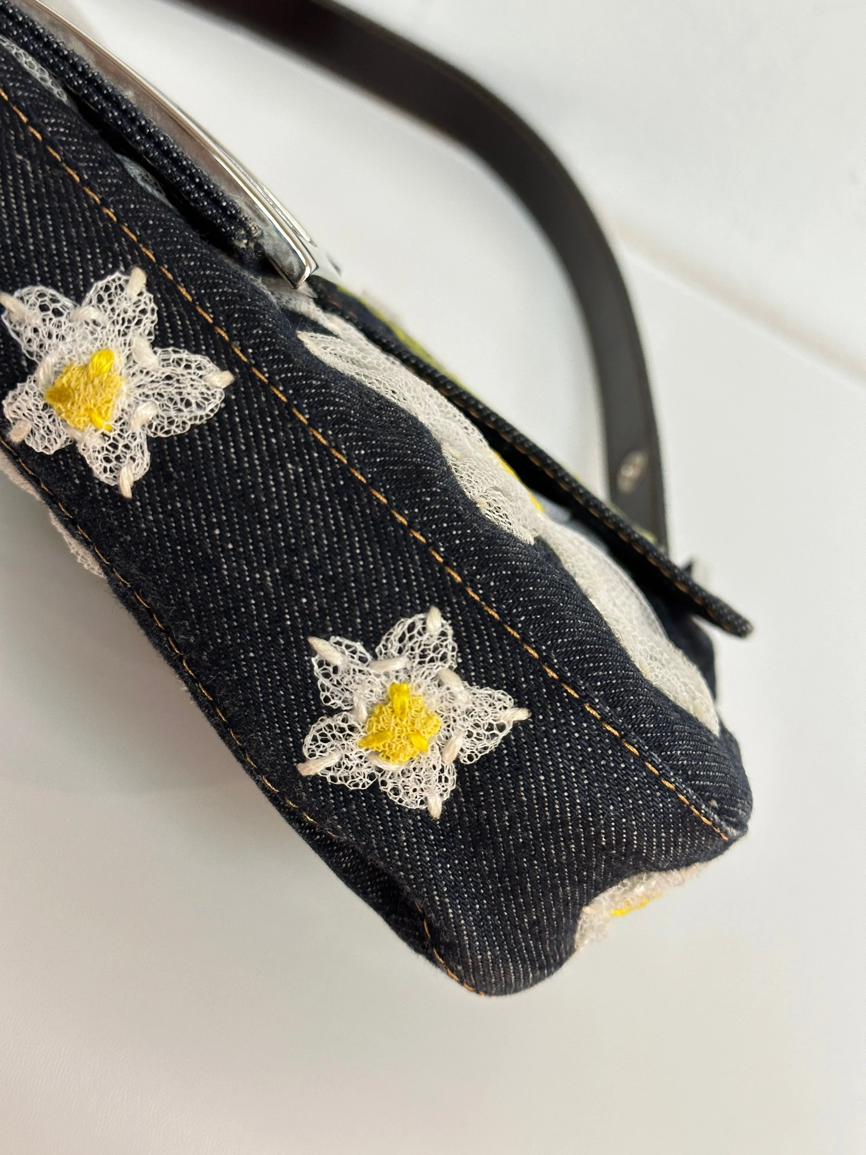 Fendi Baguette Bag Embellished Denim