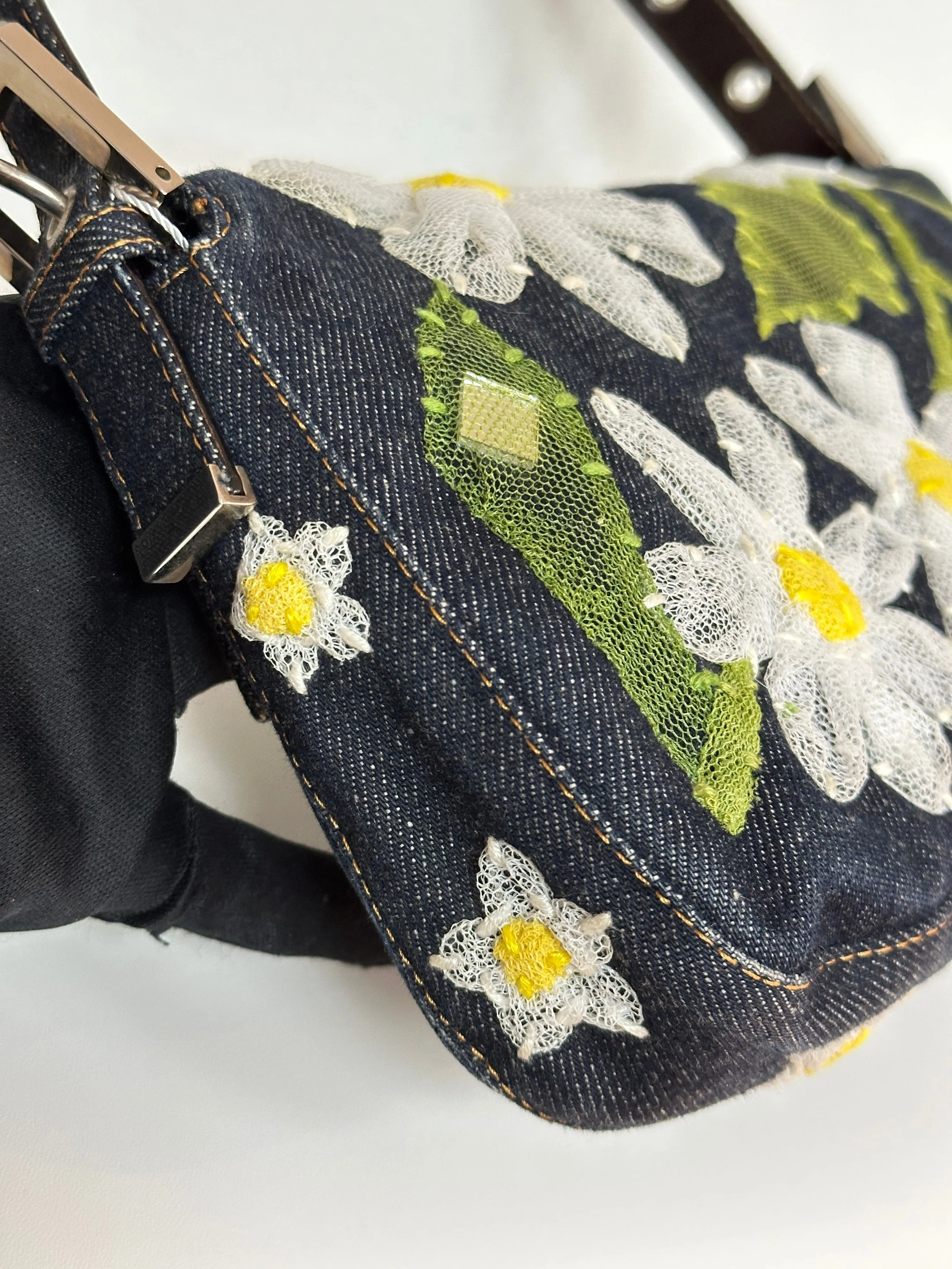 Fendi Baguette Bag Embellished Denim