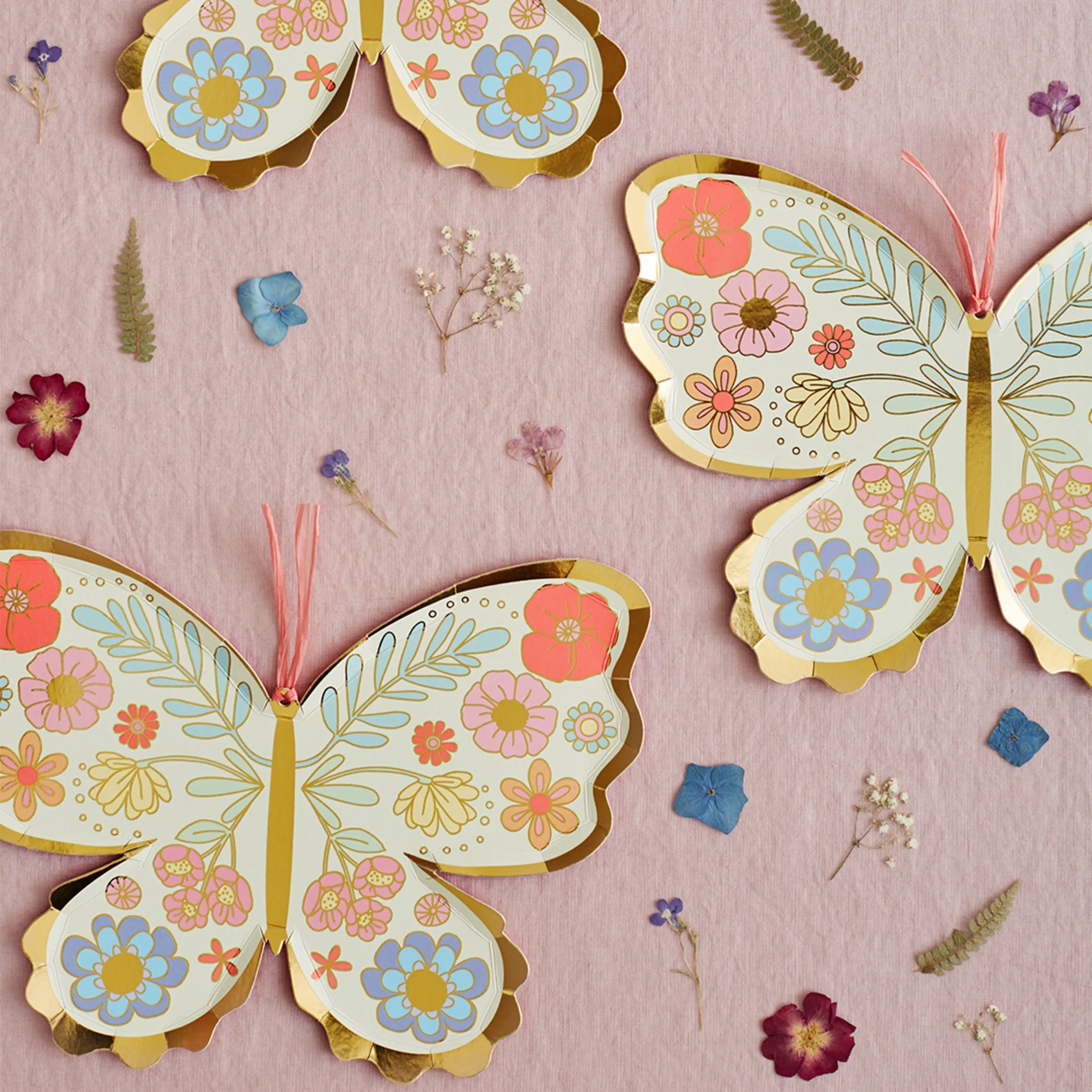 Floral Butterfly Plates (x 8)