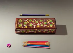 Floral Painting Craft Pencil Box – A Touch of Kashmiri Craftsmanship