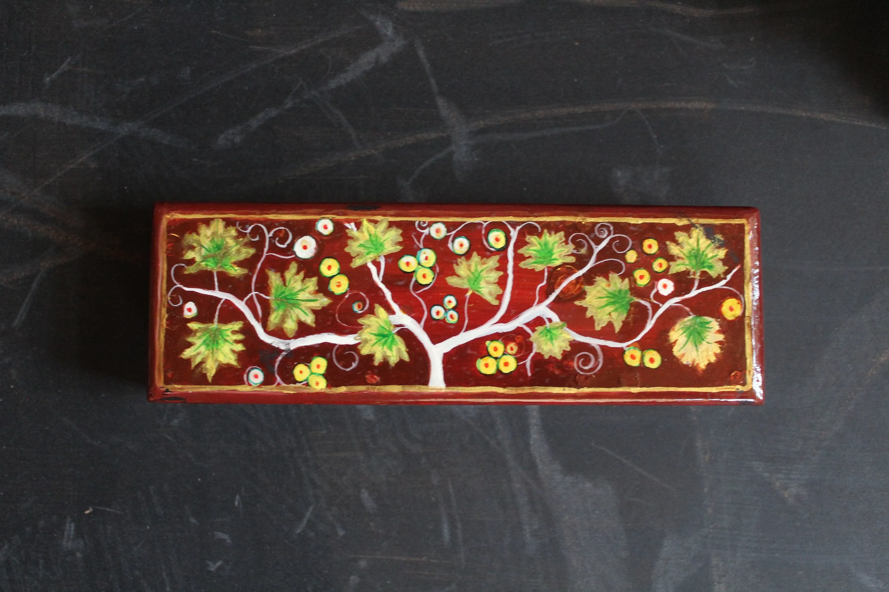 Floral Painting Craft Pencil Box – A Touch of Kashmiri Craftsmanship