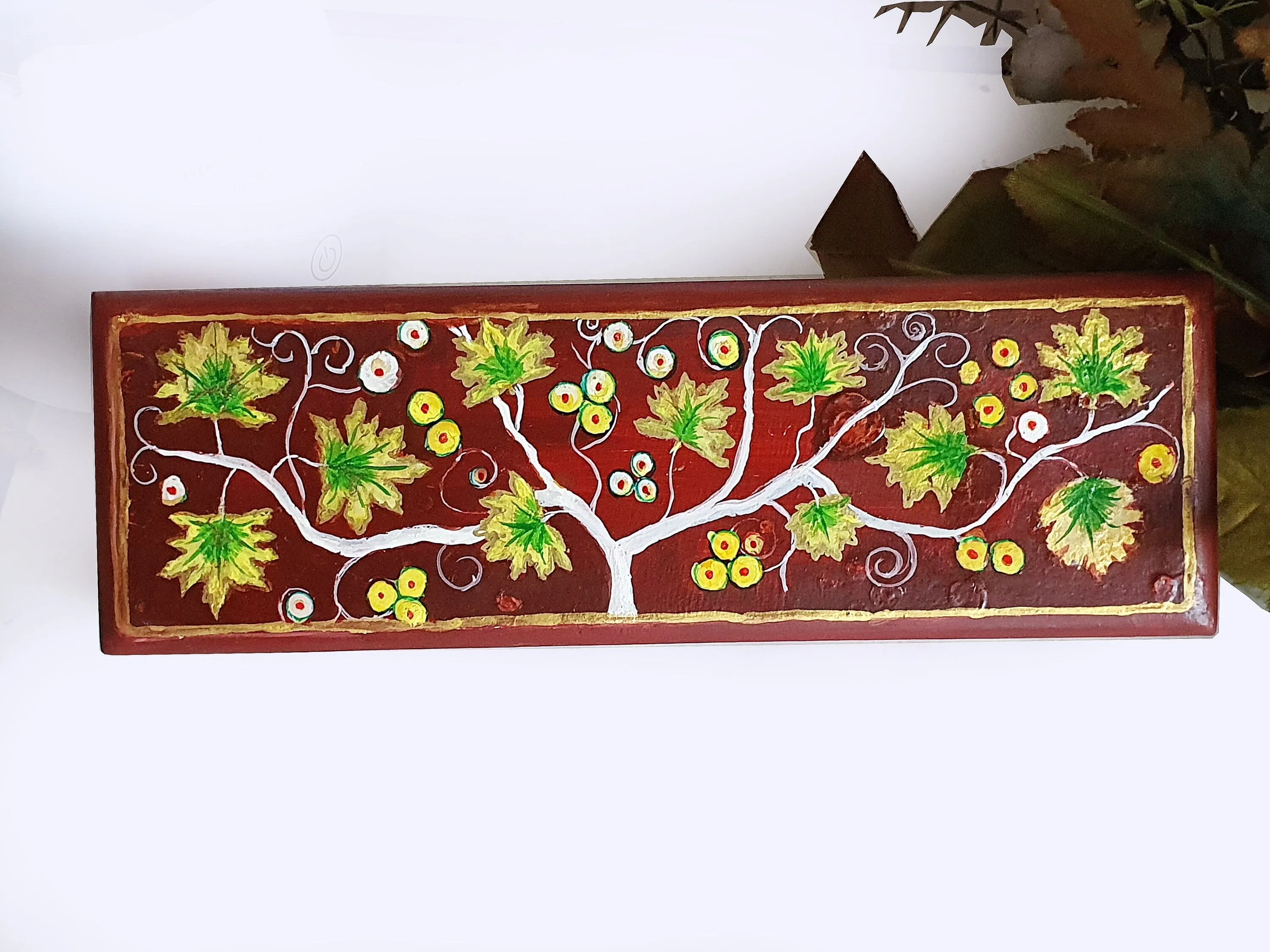 Floral Painting Craft Pencil Box – A Touch of Kashmiri Craftsmanship