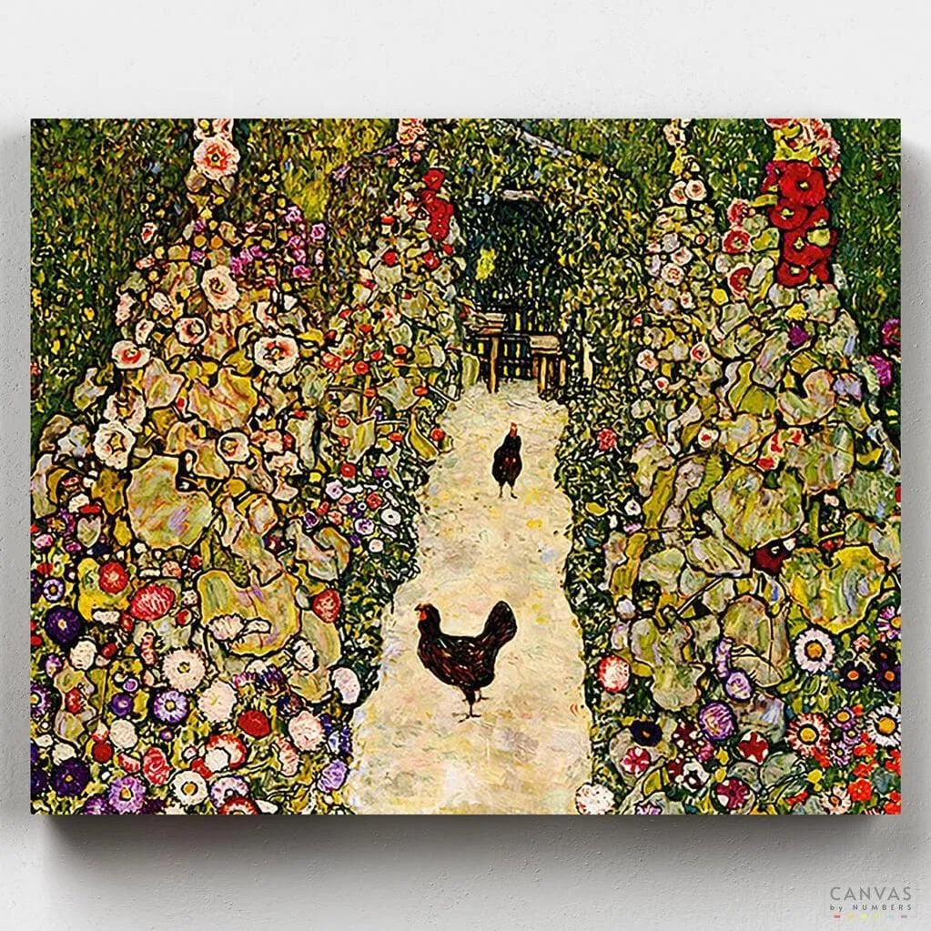 Garden Path with Chickens - Paint by Numbers