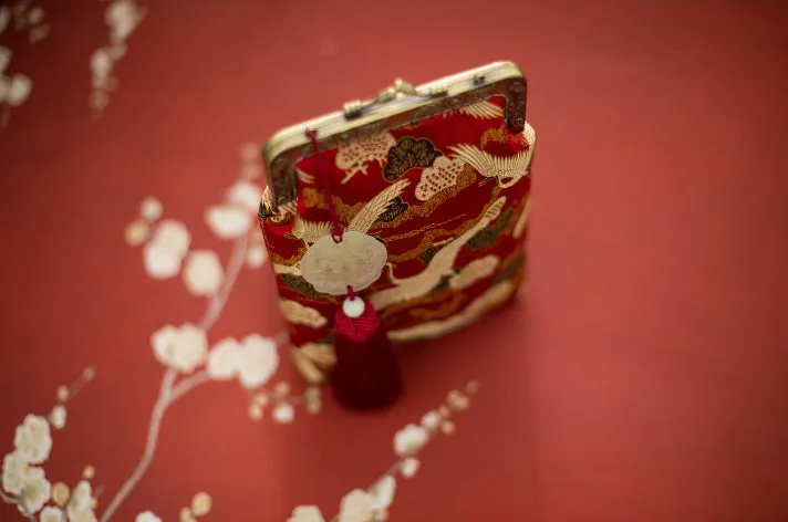 Hand Made Crane Pattern Silk Chinese Style Cell Phone Bag