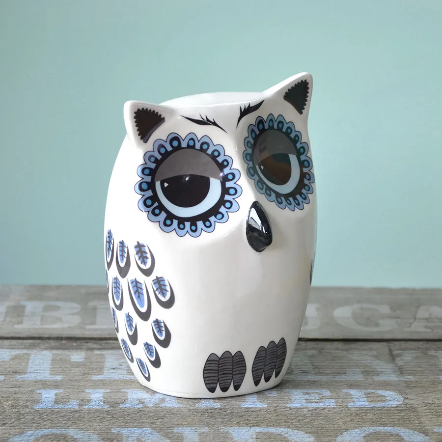 Handmade Ceramic Medium Owl Ornament in Pink