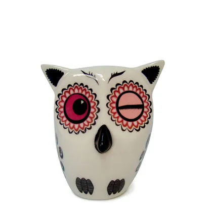 Handmade Ceramic Pink Baby Owl Ornament