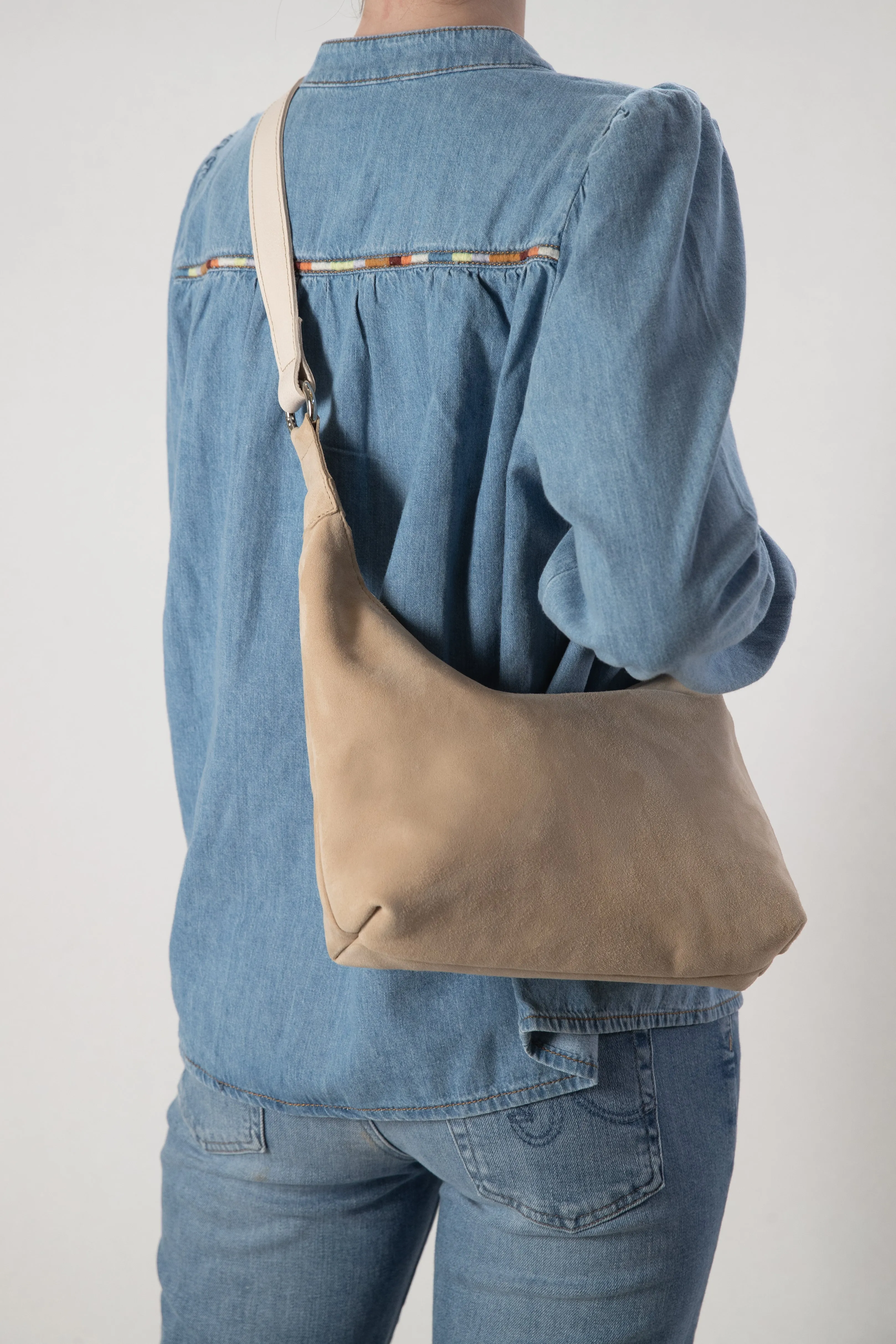 Harpers Emporium Shoulder Bag in sand suede