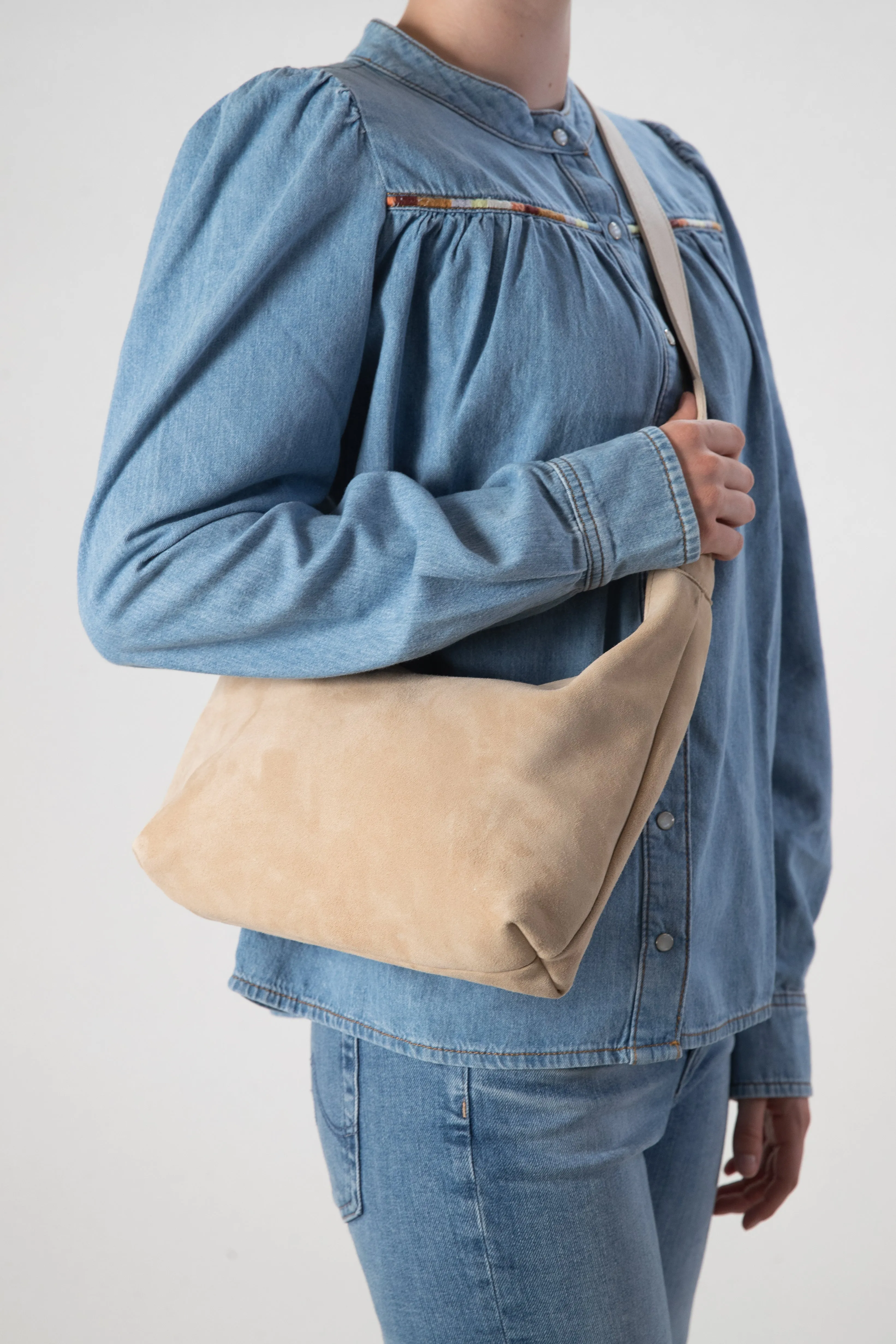 Harpers Emporium Shoulder Bag in sand suede