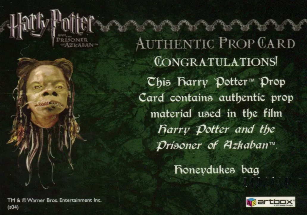 Harry Potter and the Prisoner of Azkaban Honeydukes Bag Prop Card HP #249/434