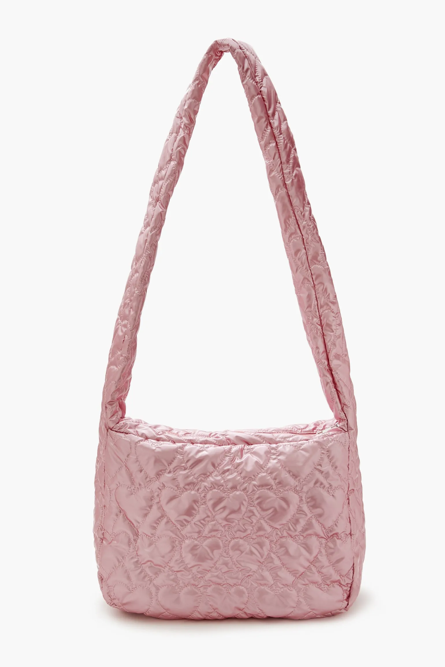 Heart Quilted Metallic Shoulder Bag