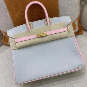 Hermès Birkin 25 Gris Perle/Rose Sakura Chevre Mysore Gold Hardware GHW