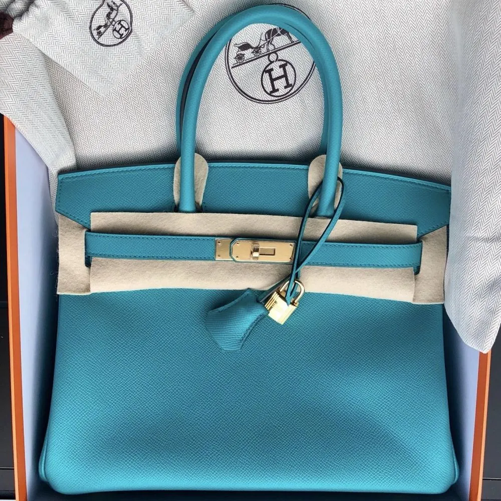 Hermès Birkin 30 Bleu Paon Epsom Gold Hardware GHW