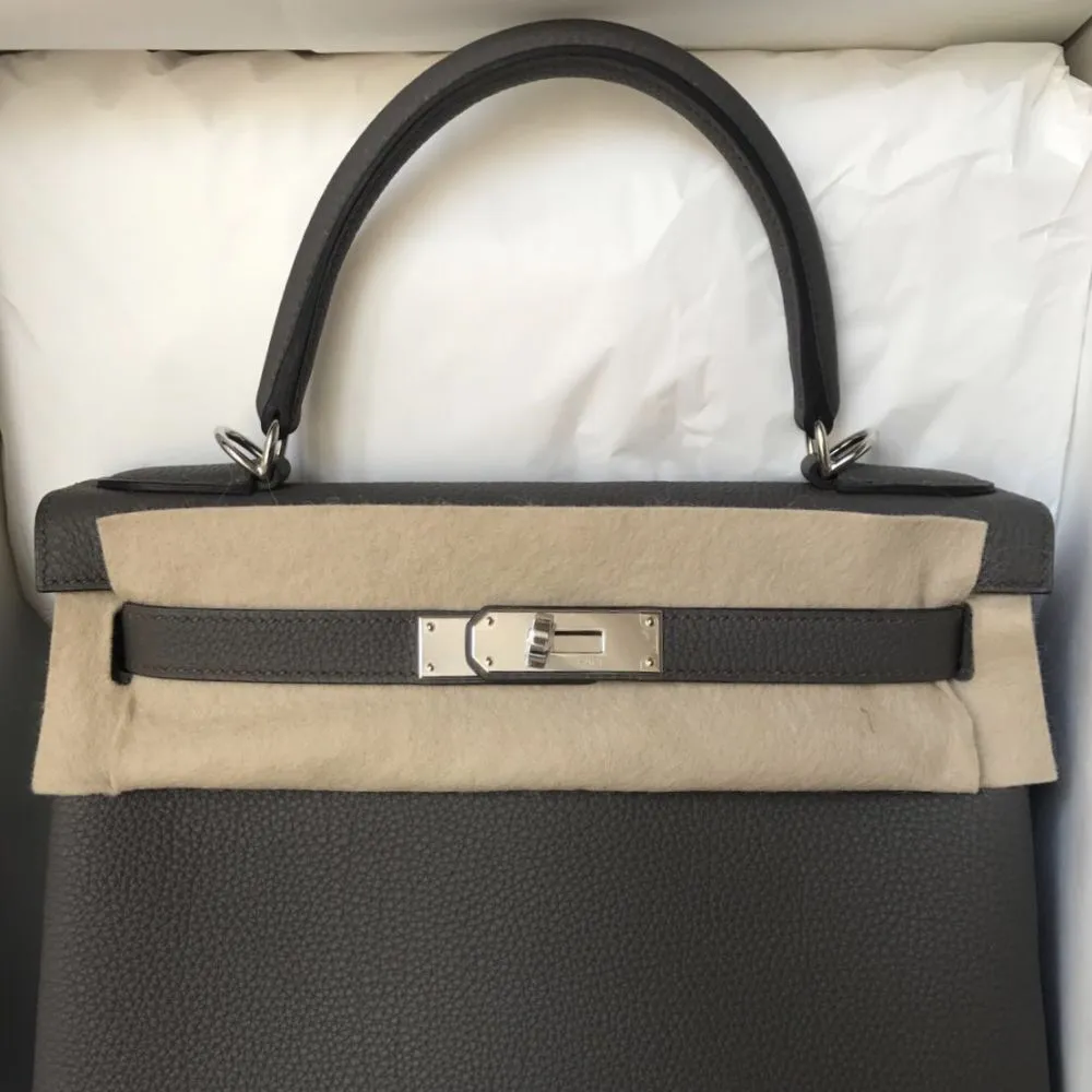 Hermès Kelly 28 Gris Etain Togo Palladium Hardware PHW