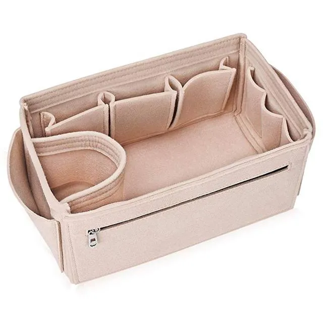 HHYUKIMI Brand Make up Organizer Felt Insert Bag For Handbag Travel Inner Purse Portable Cosmetic Bags Fit Various Brand Bags