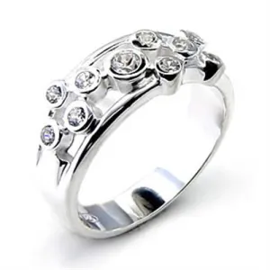 High-Polished 925 Sterling Silver Ring with AAA Grade CZ in Clear for Women Style 6X303