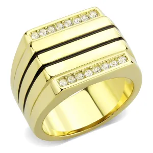 IP Gold(Ion Plating) Stainless Steel Ring with Top Grade Crystal in Clear for Women Style TK3618