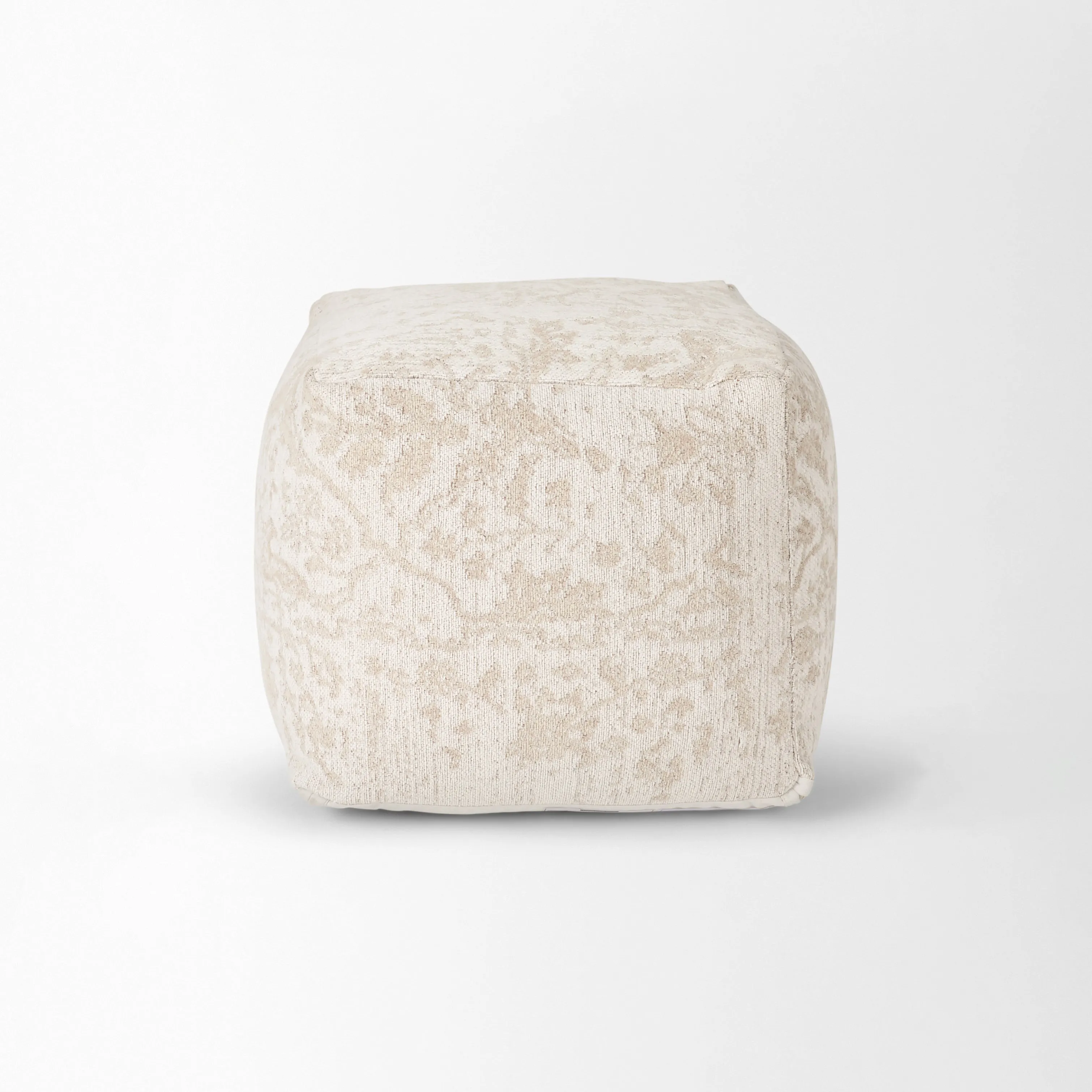 Jacquard Sophie Pouf in Cream