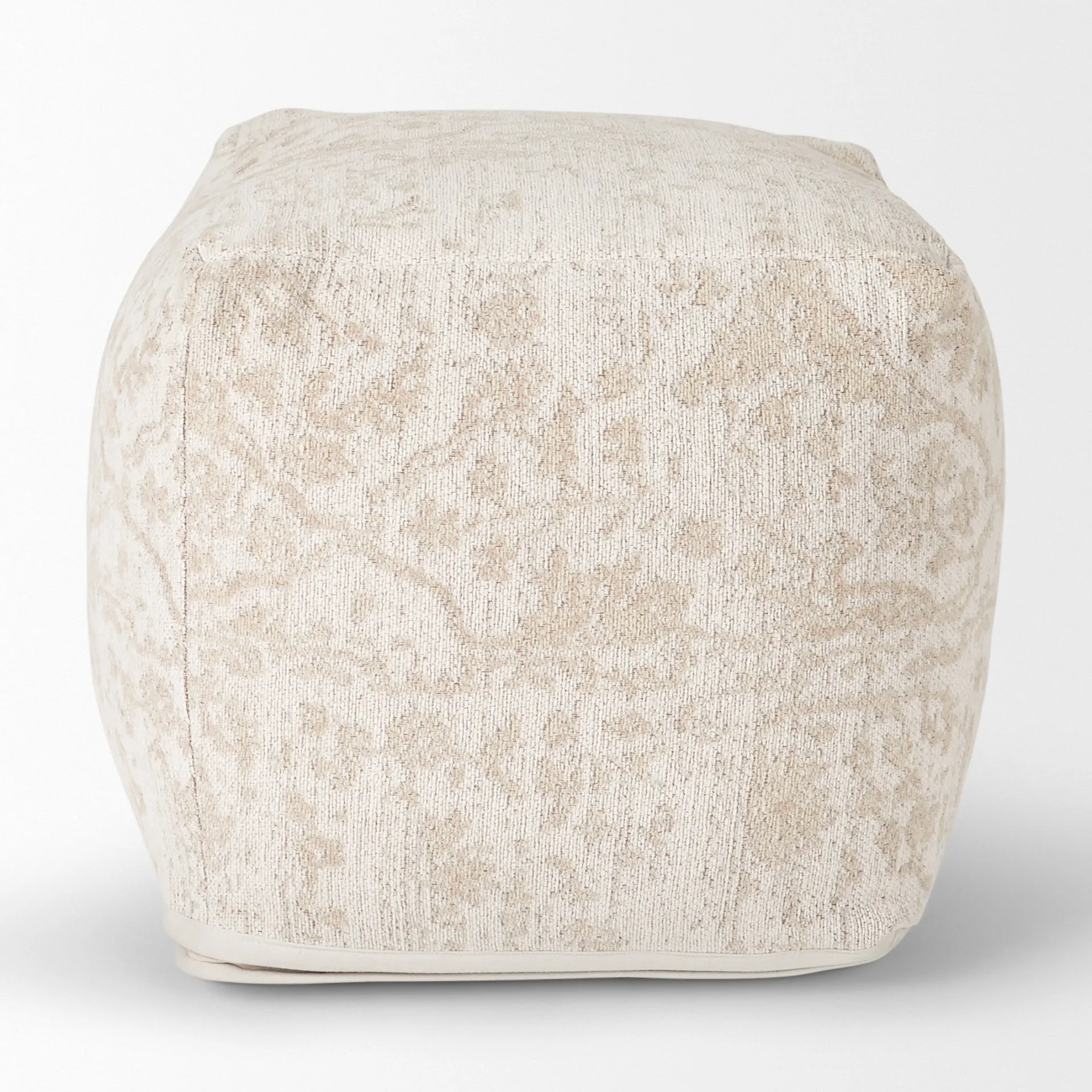 Jacquard Sophie Pouf in Cream