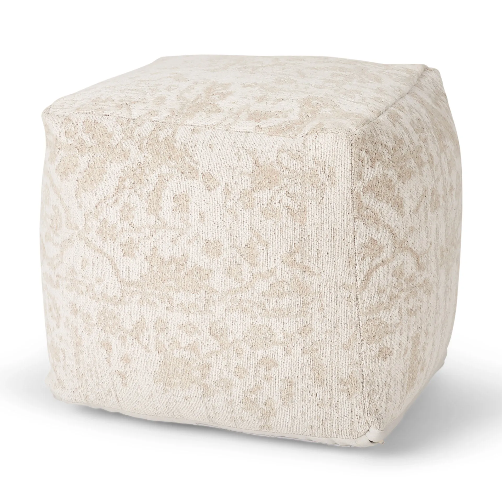 Jacquard Sophie Pouf in Cream